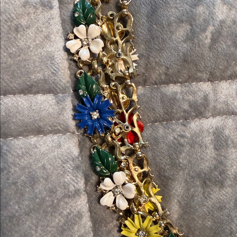 Floral Multicolor Enamel Necklace - Women Jewelry - Picture 5 of 6